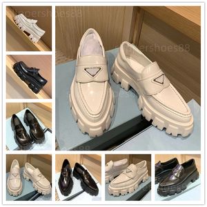 Designer-Loafer-Kleiderschuhe für Damen, klobiger Monolith, scharfe, spitze, gebürstete Leder-Loafer zum Hineinschlüpfen, Mules mit spitzer Zehenpartie, Freizeitschuh, Schwarz-Weiß-Flatform-Flats-Pantoletten