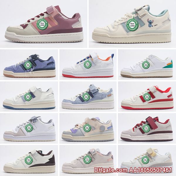 Mocassins de créateurs Bad Rabbit Forum Buckle Low Femmes Hommes Forum 84 Low Coffee House Marron Rose Easter Egg Back Blanc Gris OG Bright Blue Wheat Platform baskets 36-45