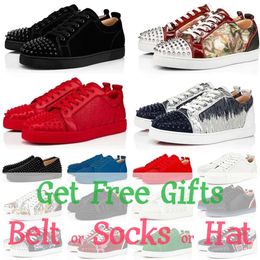 Mocasines de diseñador para hombres y mujeres en zapatos casuales con remaches rojos, blancos y negros con tachuelas bajas