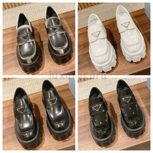 Mocassins de créateurs Monolith en cuir brossé pour femmes, mocassins de styliste, chaussures à enfiler pour femmes, Oxford, gros caoutchouc, luxe, semelle de mode, fête en plein air, mariage