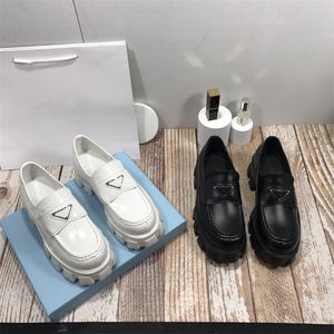 Mocassins de styliste à plateforme pour femmes, chaussures de luxe à talons hauts, fond plat, qualité noire et blanche, taille 35-40, boîte