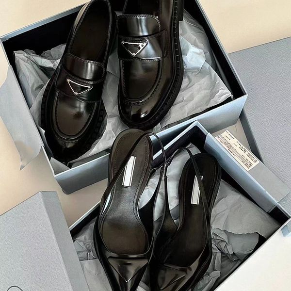 Designer Mocassins Sandales En Cuir Brossé Femmes Talons Hauts Femmes Oxford Chunky Caoutchouc De Luxe Mode Lug Semelle Sandale Ballerines De Mariage