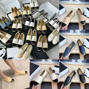 Designer loafers dames espadrilles rond teen dikke zool echt lederen casual schoenen lambskinein zomerveer luxe canvas schoenen EU34-42 comfortabele platte schoenen