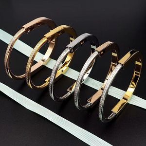 Designer Lock Armband zilver rosé goud Titanium staal Bangle Armbanden voor vrouwen luxe sieraden met stofzak Rqwfd