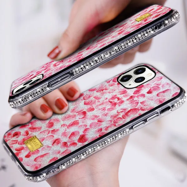 Fundas para teléfono con diamantes de imitación florales con logotipo de diseñador para iPhone 14 Pro Max 15Plus 13 12 Mini Xs Xr 8 7 Plus Moda Brillante Brillo Lujo A prueba de arañazos Galaxy S23 Ultra S22 Note10