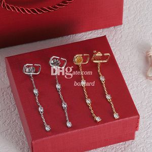 Designer Long Chain Pendant Eargeringring Dangler Charm Letter Boucles d'oreilles Studes avec des timbres Cadeau de Noël d'anniversaire