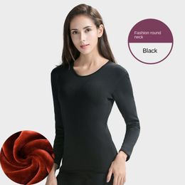 Diseñador largo Johns ropa interior de algodón súper suave café terciopelo traje térmico para hombres y mujeres r con terciopelo grueso cuello redondo delgado