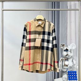 Ontwerper Lange mouw Heren Fall Top Business Gentleman Plaid Casual Fashion Silk Cotton Ademen Luxe mode Anti Wrinkle Rapel Shirt S-2xl