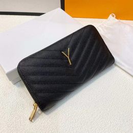 diseñador billetera larga titular de la tarjeta monedero de lujo carteras monederos Bolsa con cremallera Mujer Bolso para hombre Bolsos de embrague Oro Negro Letras Real Letaher TOP