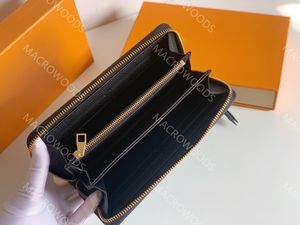 portefeuille long design avec orange boxclutch ZIPPY WALLET M61864 poche spéciale en toile de luxe compartiments multiples dame porte-monnaie en relief porte-carte de crédit