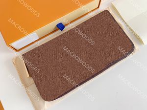 Designer Long Wallet Zippy Wallet Special Canvas Wallets Lady klassieke portemonnee met oranje doos Fashion Women Clutch 60017 Coin Purse Gold Hardware Zip Sluiting