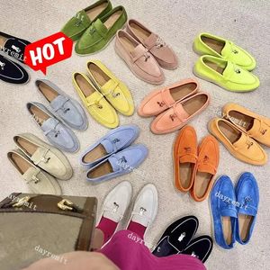 Designer Loro Dames Dress Pia Mens Casual Shoes Soft Cashmere Fashion Loafers Shoe Classic Style Handmade Flat Heel Slip op maat 39-46 met doos 10448
