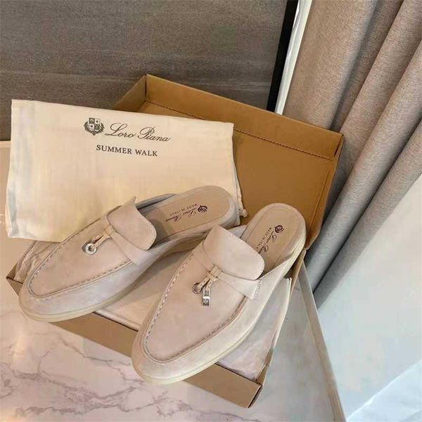 Designer Loropian Wlk Shoes Slippers the New Style of Women's Ler Bg in Summer 2023 with Hlf Drg on Outside nd Foot Muller