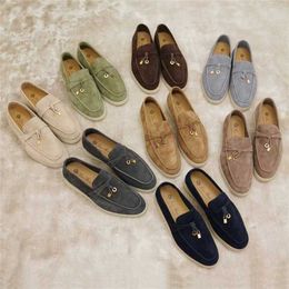 Ontwerper Loropiana Charms Shoes Pure Original Spring herfst Nieuwe LP Lefu schoenen Dames zacht lederen Slackers Pedaal Dikke platte comfortabele single