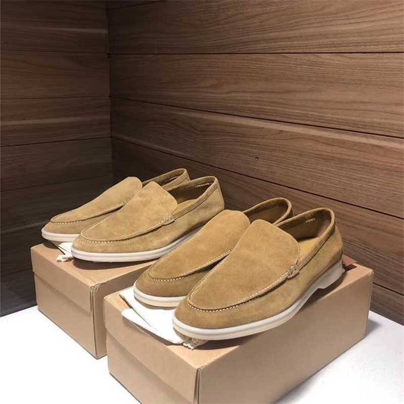 Ontwerper Loropiana Charms Shoes Spring herfst 2023 Nieuwe stijl One Footed Loafers Mens LP Suede Leather Casual Shoes Wo