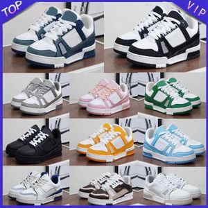 Designer Louies Vuttion Chaussures Trainer Sneaker Trainer en relief Chaussures décontractées Denim Canvas Cuir Blanc Green Blue Blue Lettre de mode Plateforme de mode Low Trainers Taille 36-45