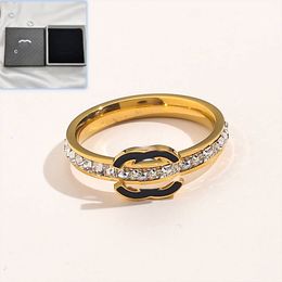 Designer Love Gift Ring Nieuwe luxe kristallen paar ring klassieke stijl charme ring boetiek doos verpakking 18k gouden vergulde ring