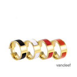 Ontwerper Liefde Ring Klassiek Emaille Regenboog 6MM Roestvrij Stalen Band Damesmode Mannen Ringen Unisex Sieraden Accessoires Cadeau Maat 5-11