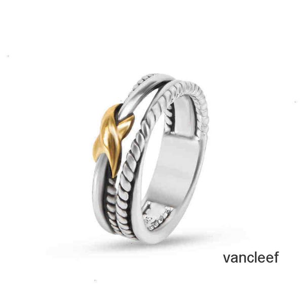 Diseñador Love Ring Moissanite Anillos retorcidos joyería de lujo para hombres plateado Vintage Cross X en forma de mujeres anillos de diamantes joyas de oro fiesta de cumpleaños al por mayor