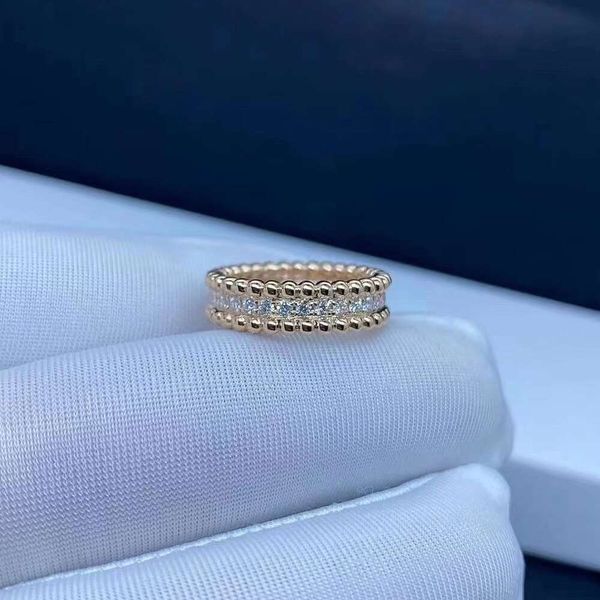 Diseñador Anillo de amor Anillo Van Cleff Joyería Caleidoscopio Borde con cuentas Anillo de diamante completo Mujer V Espesor de oro 18k Alto grado Estrella del cielo brillante Anillos para hombres y mujeres