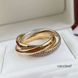 Дизайнерское кольцо Love Ring Trinity Charms для женщин Пара Размер 678 для мужчин с бриллиантами Трициклический кроссовер Качество T0P Позолота 18 карат Официальные репродукции подарок на годовщину