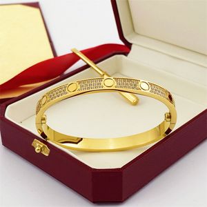 Designer Love Screw Bracelet Bangle Gold Bracelet Diamant Dames Men 18K Goud paar Hoge kwaliteit Bangle verjaardag cadeau Moederdag sieraden met schroevendriv