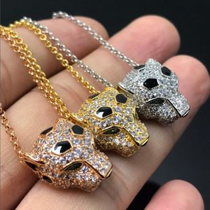 Designer Minnaar Mannen Vrouwen Ketting Sieraden Goud Paar S925 Diamant Luipaard Hoofd Hanger Kettingen Sieraden Geschenken