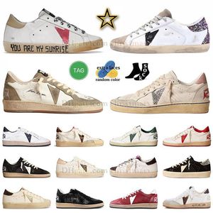 Ontwerper Low Golden Sneakers Casual schoenen Dames Top Lederen Ball Stars Pink Silver Glitter Dirty Old Platform Loafers Luxe Super Star Men Trainers Plaat-formaat