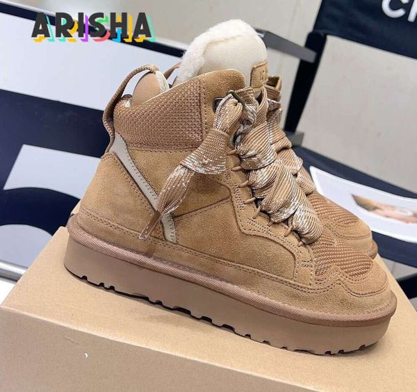 Diseñador Lowmel Entrenadores Zapatos casuales Zapatillas de deporte Cestas para mujer Arena Lana Piel de oveja Invierno Lienzo Frío Cuero genuino Gamuza Corredor Otoño HRR