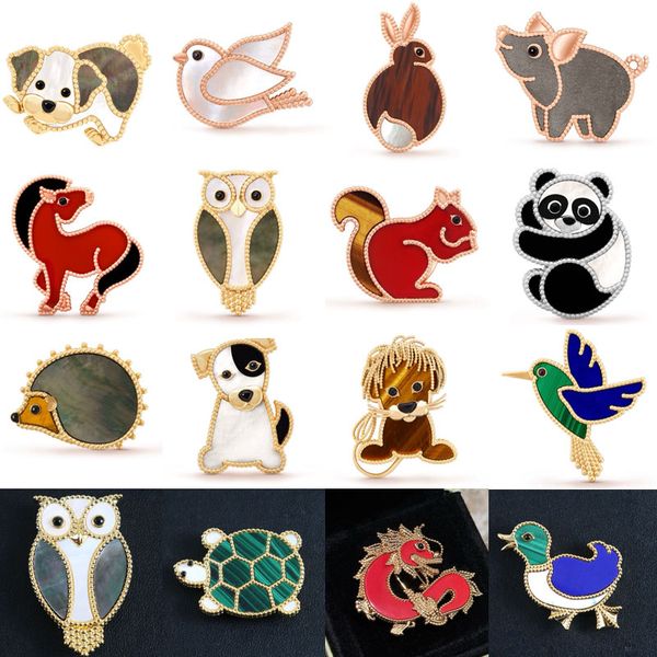 Diseñador Animales Lucky Squirrel Tortuga Tortuga Panda Dove Teddy Bear Owl Broche Broches para mujeres Pins de brocht vintage brillantes accesorios de pecho