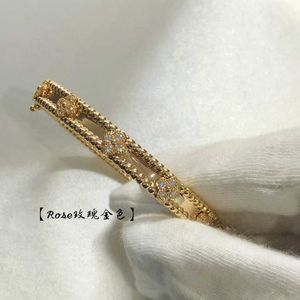 Pulsera Van Clover de oro de 18 quilates de lujo con cristales brillantes y diamantes, símbolo definitivo de amor y protección, un regalo perfecto para mujeres y niñas Tcga