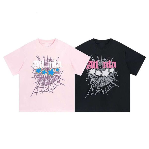 Diseñador de lujo 5555 Classic Summer Fashion Brand Spider Web Star Print Casual Camisetas para hombres y mujeres