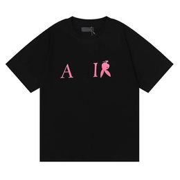 Designer Luxury AMARIS Klassiek Rogue Bunny roze dubbel katoenen T-shirt met korte mouwen en print voor dames en heren