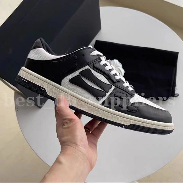 Designer De Luxe Amirs Bones Chaussures De Course Homme Femme Baskets En Cuir Blanc Noir Bleu Vert Orange Rose Bas À Lacets Chaussures De Printemps À La Mode Sneaker