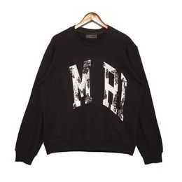 Designer Luxe Amirs Classic Autumn Nieuwe Crack Black -and White Letter Printing Round High Street Loose Men's and Women's Sweater