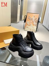 Designer luxe ARCHLIGHT toile cuir marron Ruby Line bottes courtes chaussures plate-forme bottes de combat à lacets chaussons avec boîte d'origine