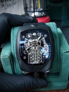Designer Luxe automatisch mechanisch horloge Tsjechische luipaard Bugatti Veyron gecombineerd met 16 cilindermotor polshorloge horloges voor mannenbeweging