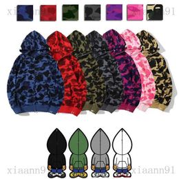 Ontwerper Luxe herfst- en winterbapely-hoodie mode-dames-heren-hoodie populair haaienpatroon Sportkleding Camouflage hoodies met ritssluiting hoogwaardige sweatshirts
