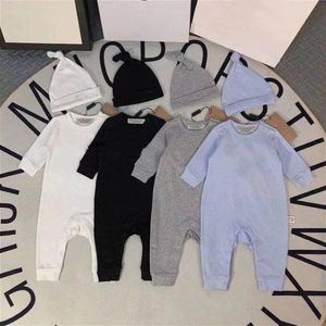 Ontwerper Luxe babykleding kleurrijke meisjesbabyjongen kleedt kinderen onesie met lange mouwen driedelige mode katoenen kinderjumpsuits met ronde hals