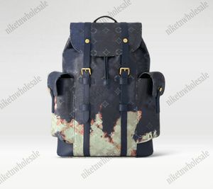 Sacs à dos de luxe de luxe Christopher Rucksack Macassar Sac à dos Double bandoulière Sac d'école M46805 Couleur bleue Haute capacité pour le voyage