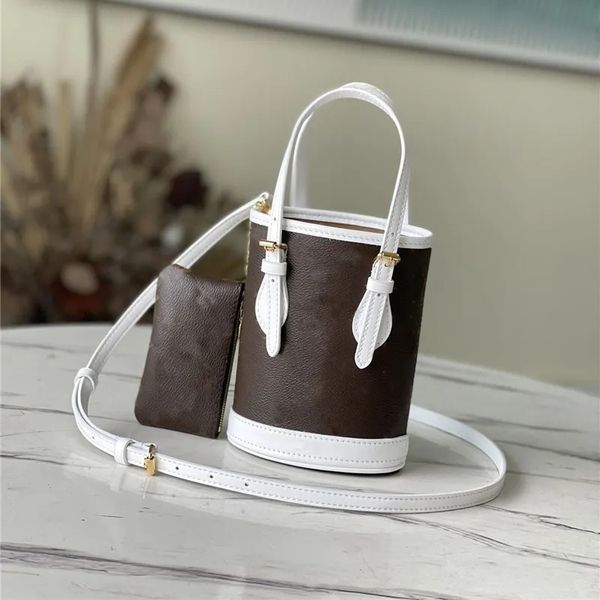 Designer Sacs de luxe luis Sac à bandoulière Nano Bucket M81489 Blanc Match RFID TAG Sac fourre-tout de qualité supérieure