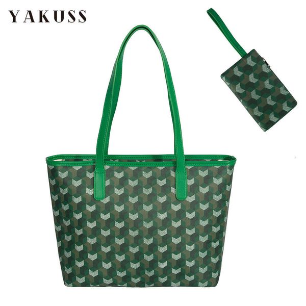 Sacs de luxe de créateurs Yakuss T190 Cuir de jute doux 2pc Set Sac fourre-tout Sacs pour femmes avec fermeture à glissière