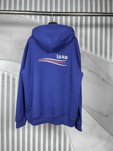 Designer Luxe Balanciagas Cotton Paris Classic Hoodie Balencigas Letter Printing Heren en Dames Paar Trui Losse Sport Hooded Blauw