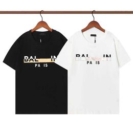 Designer Luxury balans Classic nouveau T-shirt à manches courtes hommes et femmes même pur coton doré goutte colle police ins décontracté haut ample