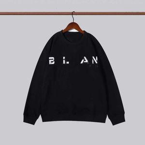 Diseñador de lujo balans clásico jersey suéter unisex 2023 primavera y otoño nueva tendencia cuello redondo suelto algodón pareja manga larga moda sudadera con capucha