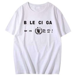 Designer de luxe Balencigas Classic Program Charity Pur Coton Couple Col Rond Lâche Demi Manches Marque De Mode T-shirt Polyvalent pour hommes et femmes