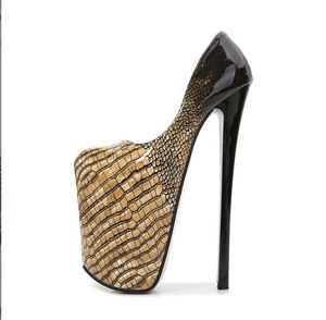 Designer Luxury Black Gold Botkle Boots Platform Sandales Open Toe Shoes Femme Femmes Extrême Thin High Heels Sexy Party Chaussures Zapatos Para Mujere 22cm Chaussures de talons filles Bottes