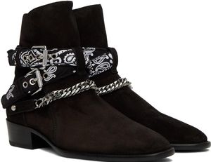 Designer luxe laarzen Martin Boots Enkellaarsjes met hoge hak Leren laarzen voor heren Vintage print Jacquard Klassieke stijl Platte laarzen Zoollaarzen 40-47