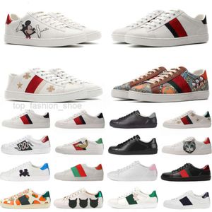 Designer Luxe merk Klassieke styling G Ace Casual Schoenen Heren Dames Bijenslang Leer Geborduurde Tijger in elkaar grijpende Wit Zwarte Trainers Sneakers