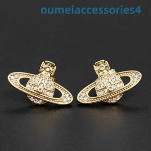 Bijoux de marque de luxe de créateur Western Empress Dowagerearring Stud Classic Set avec Zircon Saturne pour la mode Boucles d'oreilles planète polyvalentes et avancées